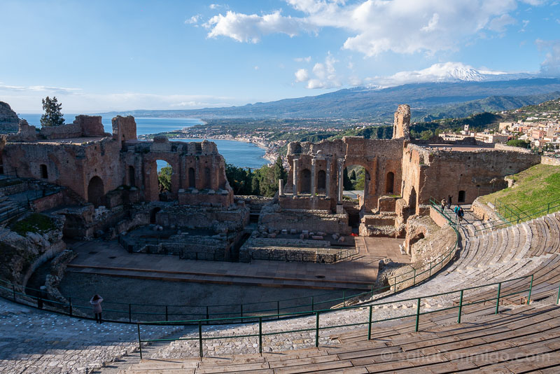 Volcan Etna Sicilia Vista Teatro Griego Taormina