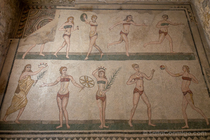 Villa Romana Casale Mosaico Gimnasio Bikini