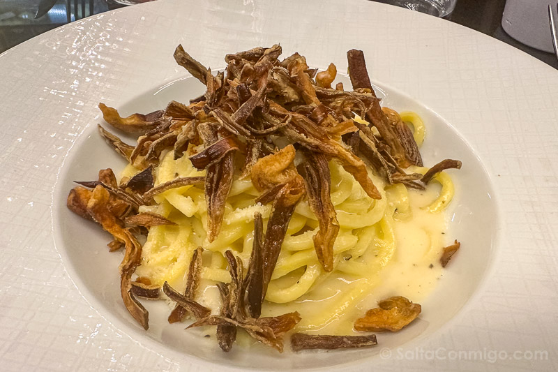 Donde Comer en Roma Dianas Place Cacio Pepe Alcachofa