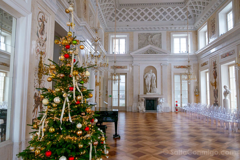 Parque Lazienki Varsovia Palacio sobre el agua Salon Arbol Navidad