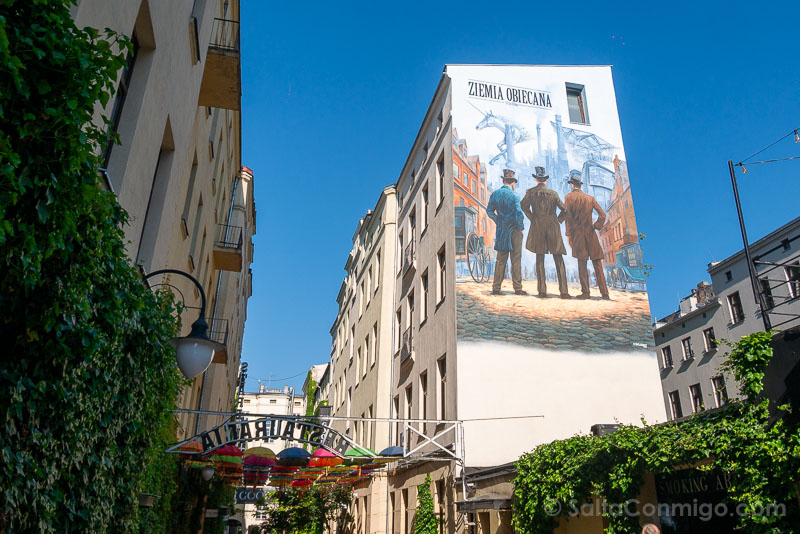 Lodz Calle Piotrkowska Polonia Mural Ziemia Obiecana