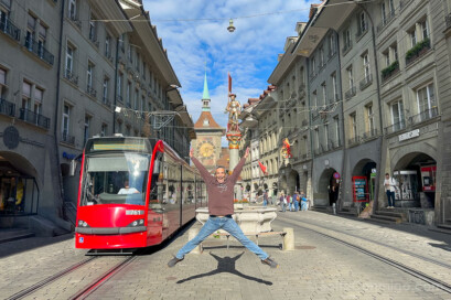 Salto Marktgasse fuente del Tirador y Zytglogge al fondo