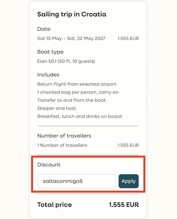 Código descuento More Sailing saltaconmigo5